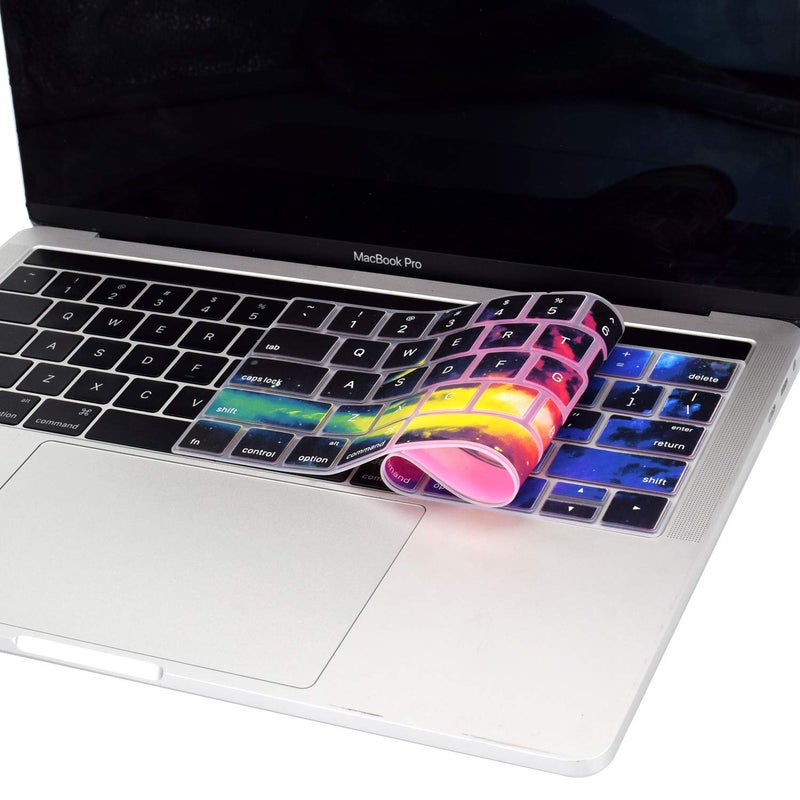 Funut Compatible with MacBook Pro Keyboard Cover Touch Bar 13 inch Silicone Keyboard Skin and 15 inch Premium Ultra Thin TPU 2019-2016 (Model A2159 A1989 A1990 A1706 A1707) Skin Protector - Nebula - Image 2